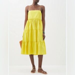 Emporio Sirenuse Elena 100% Cotten poplin butter Yellow Midi Dress size XL